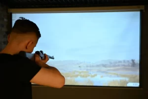practice shooting technique with dry firing